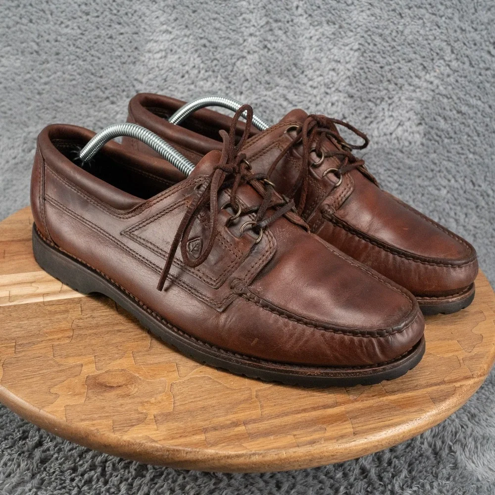 Florsheim Brown Leather Lace-Up Boat Shoes Size 12 D